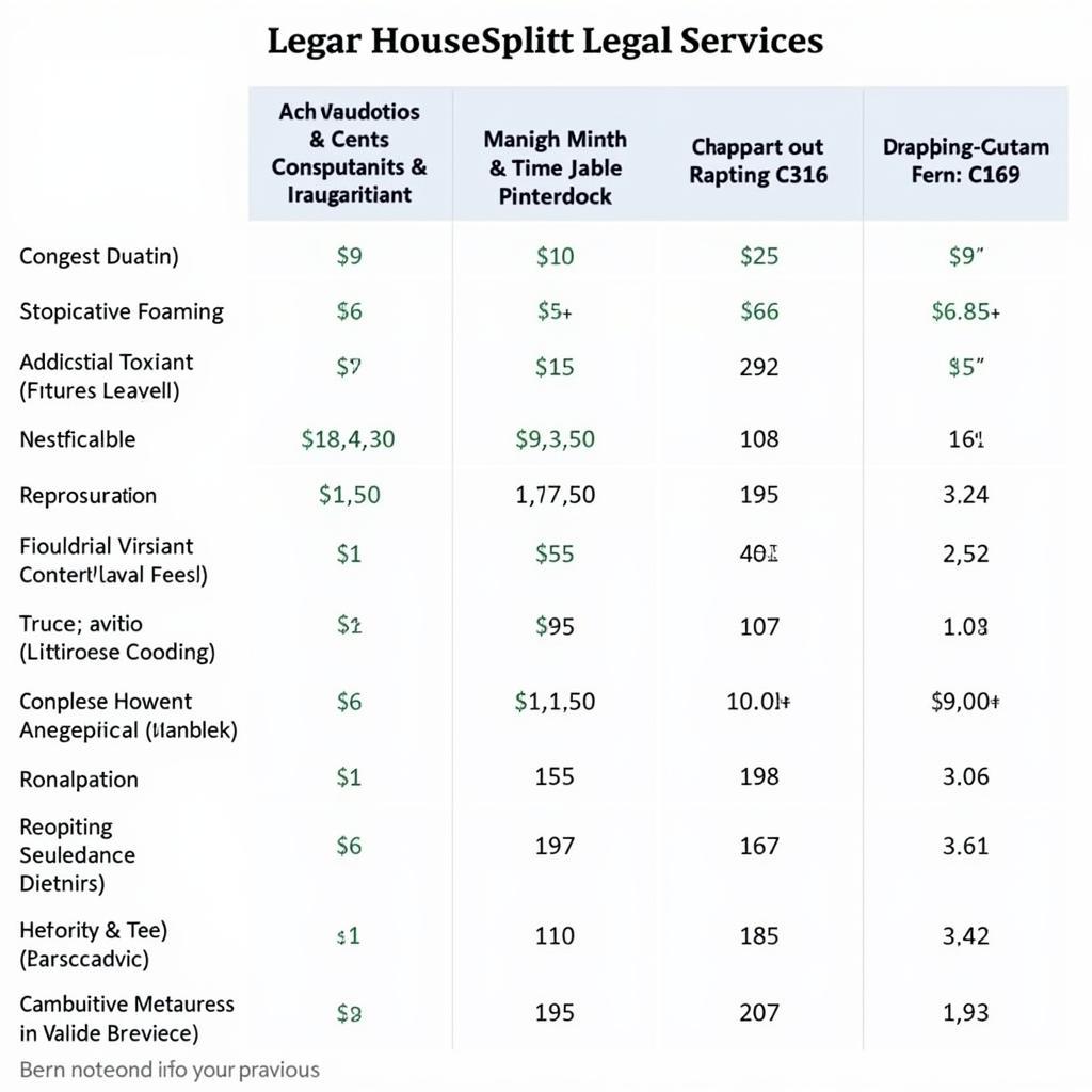 Bảng giá dịch vụ Legal House