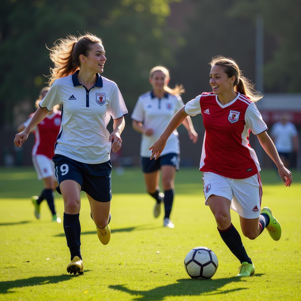 Students playing soccer