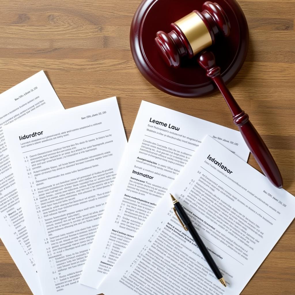 Various legal documents and a gavel symbolizing family law matters.