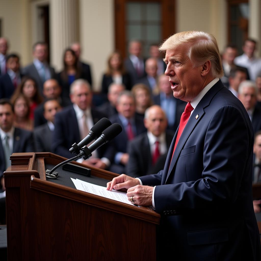 President giving a speech