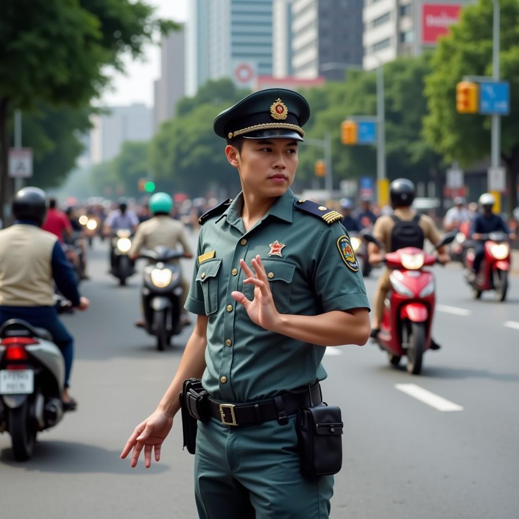 Công an giao thông làm nhiệm vụ