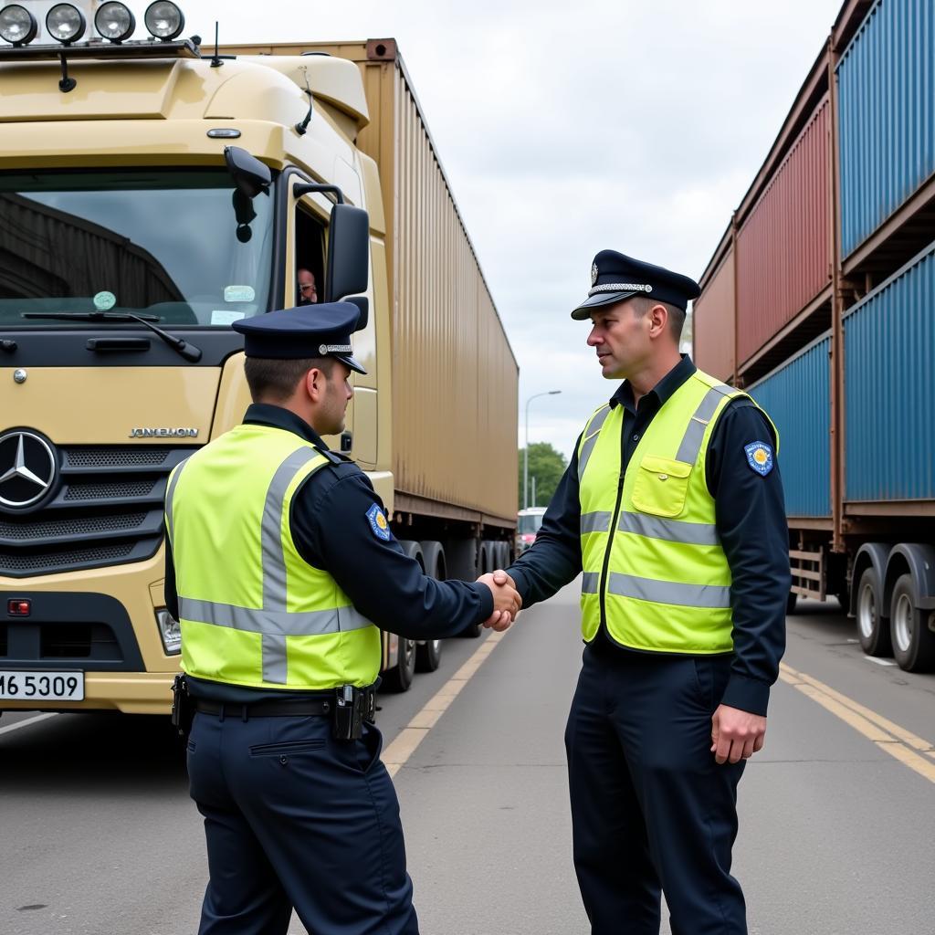 Công an làm luật container vào phố cấm