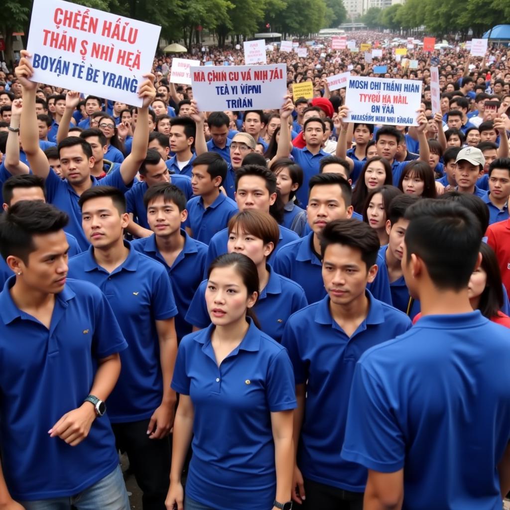 Công nhân Pou Yuen biểu tình