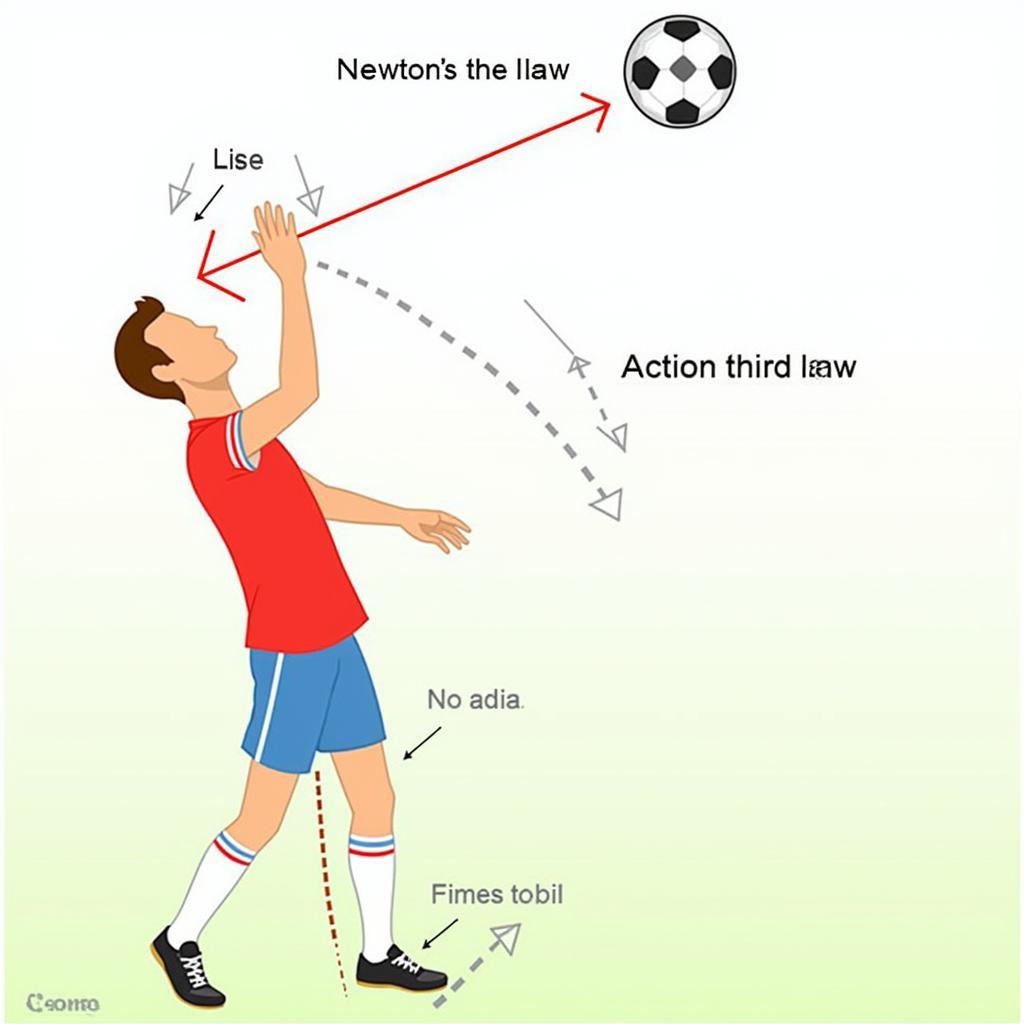 Cầu thủ đánh đầu bóng, minh họa định luật 3 Newton