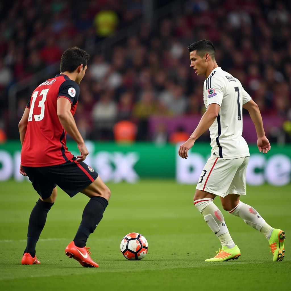 Ronaldo thực hiện cú đá phạt