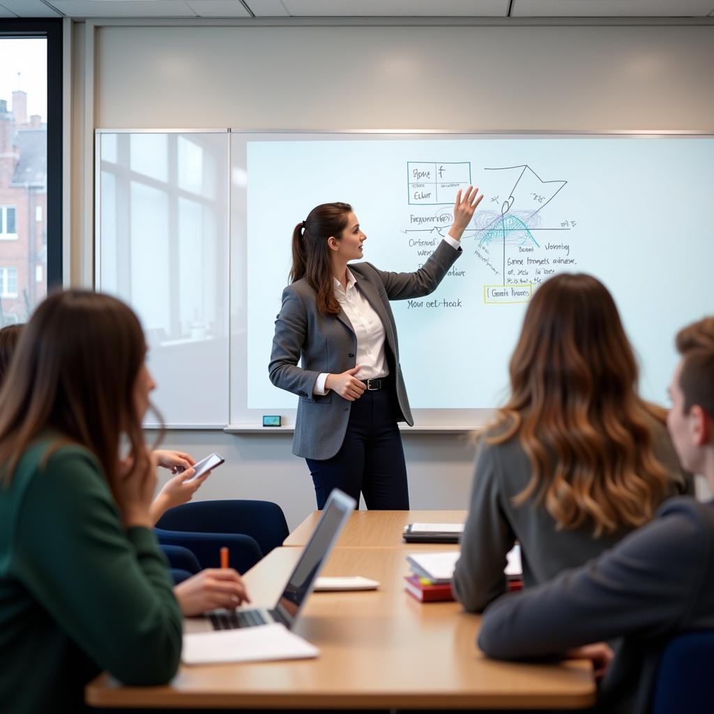 Teacher teaching students in classroom