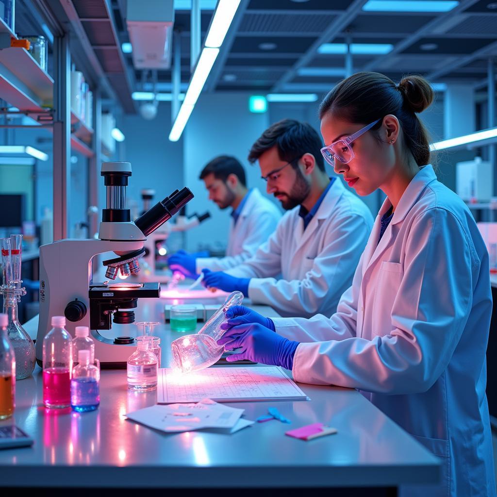 Researchers working in a laboratory