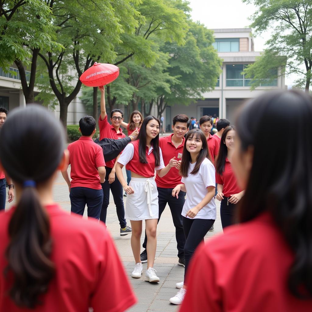 Sinh viên Đại học Luật Hà Nội tham gia hoạt động ngoại khóa