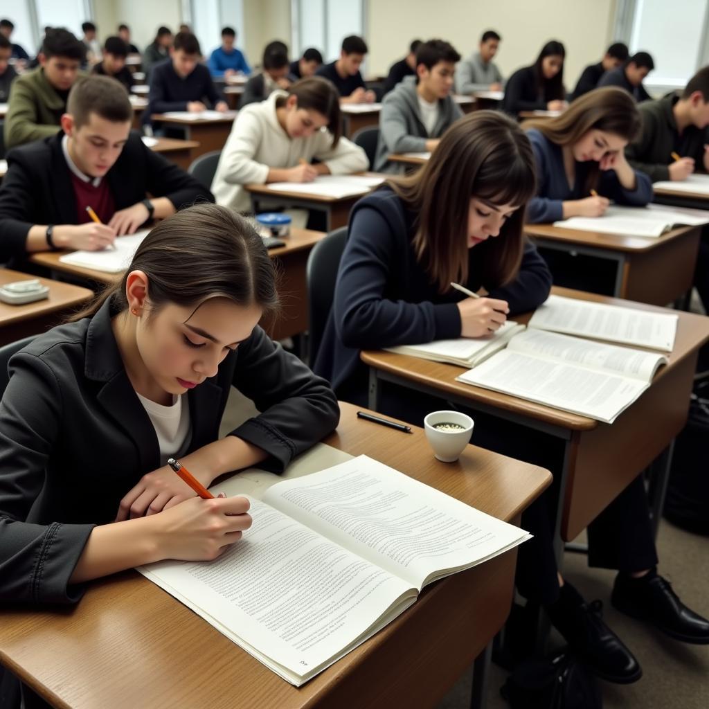 Students taking final exams