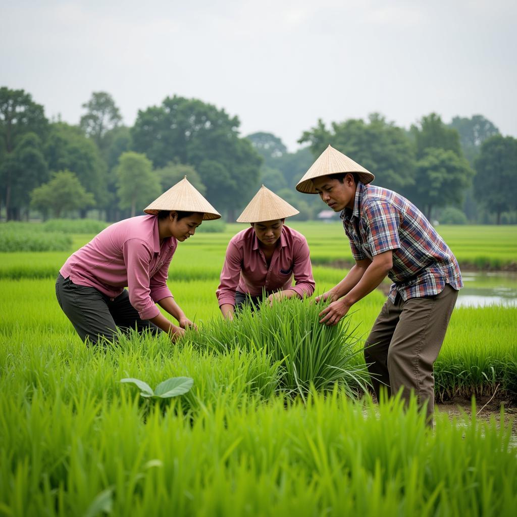 Nông dân Việt Nam làm việc trong hợp tác xã sản xuất