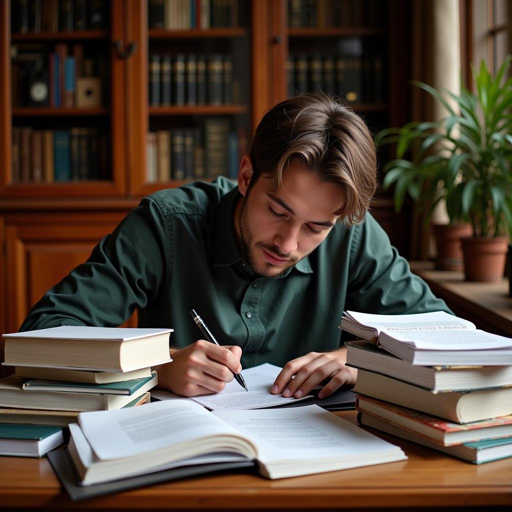 Law student preparing for exams