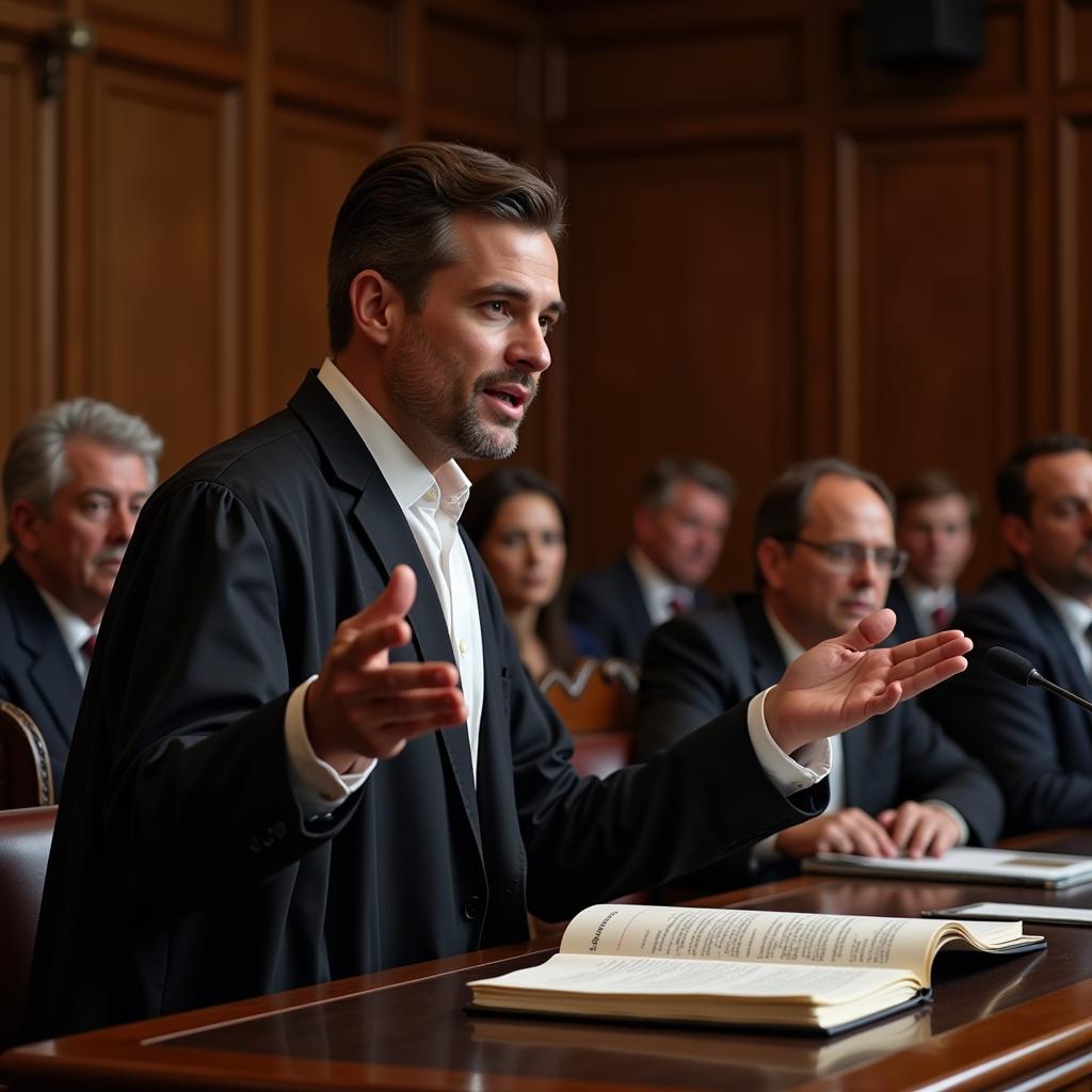 Famous lawyer attending a court session