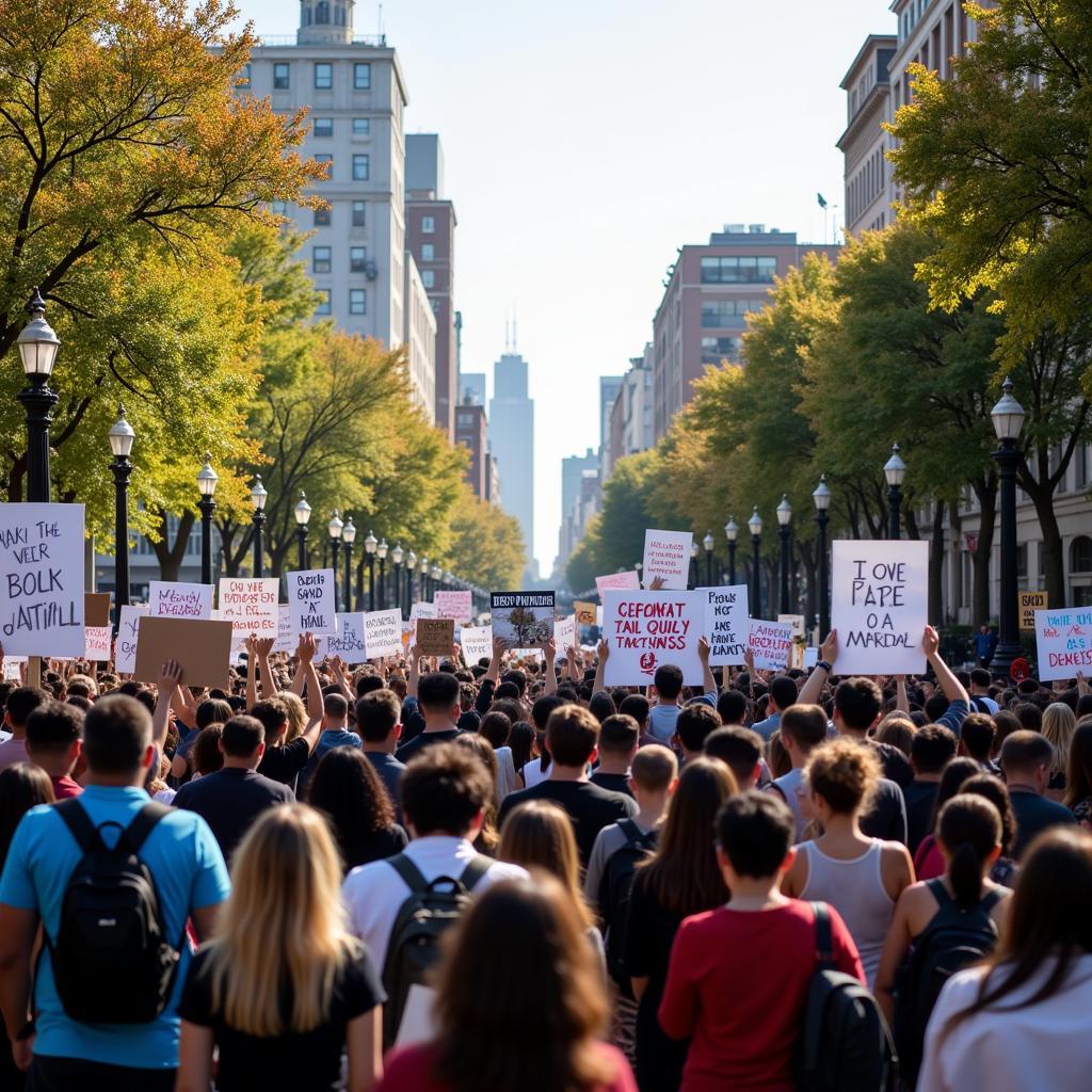 Citizens peacefully protesting