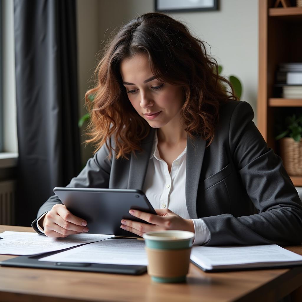 Woman Reading Legal News