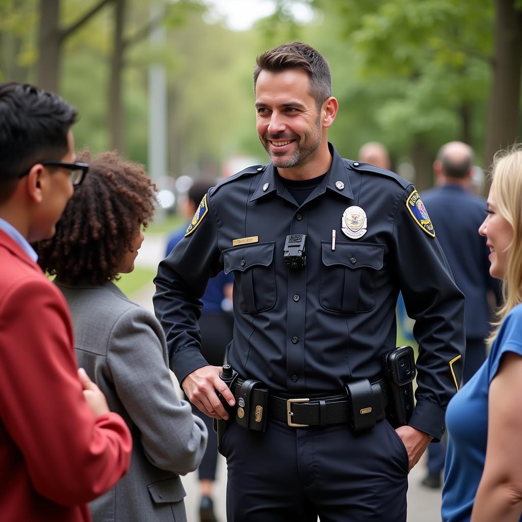 Police Officer Interacting with Community Members