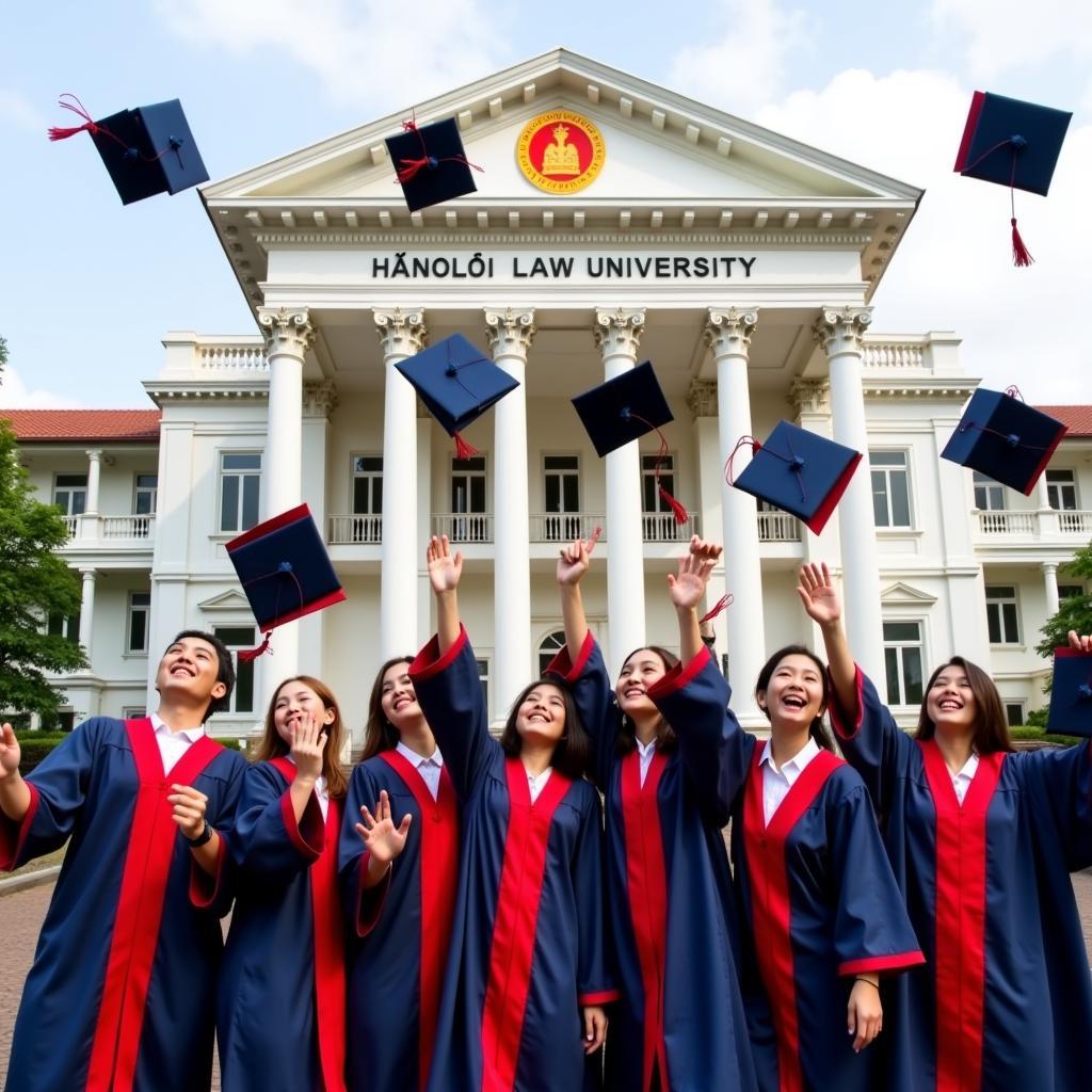 Hanoi Law University students celebrating their graduation