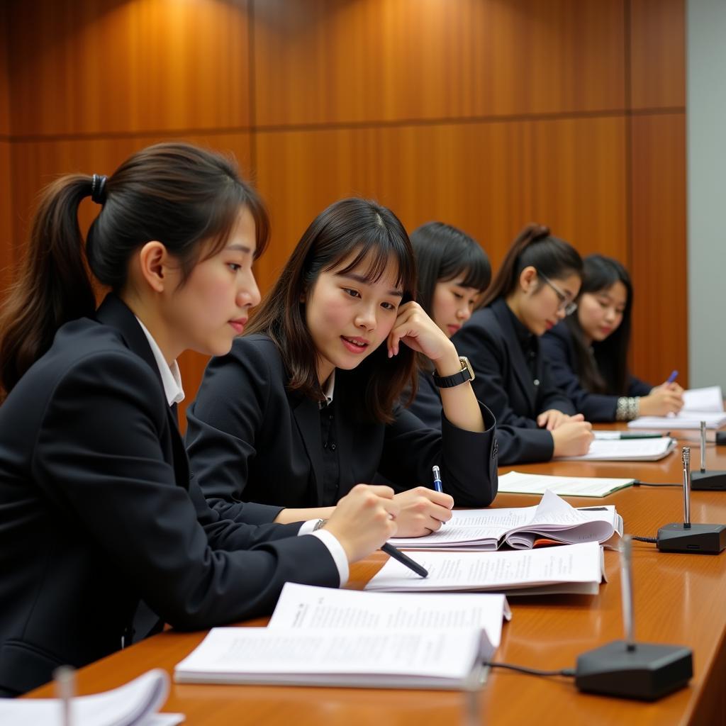 Students of Ho Chi Minh City University of Law participating in a moot court competition