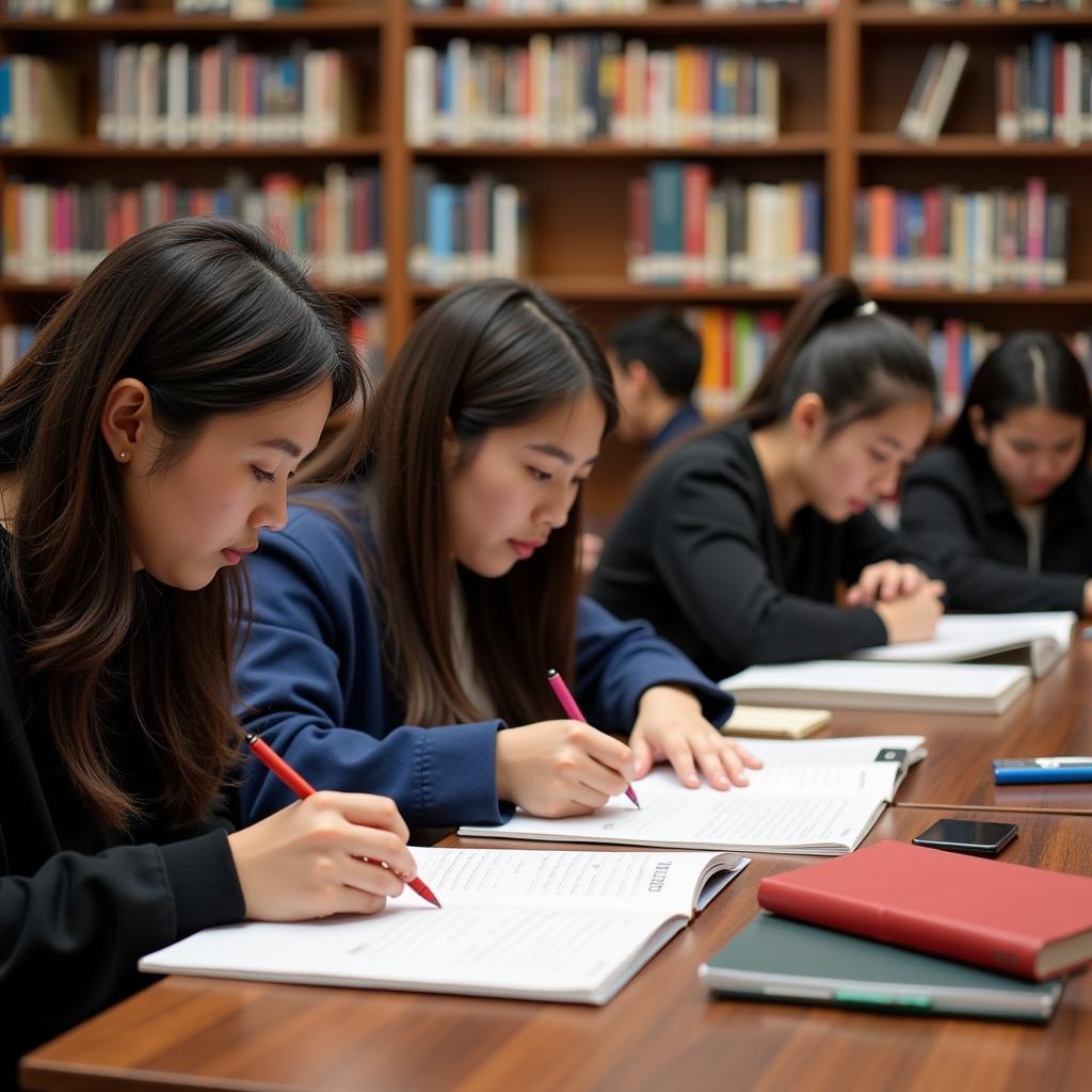 Law students researching materials