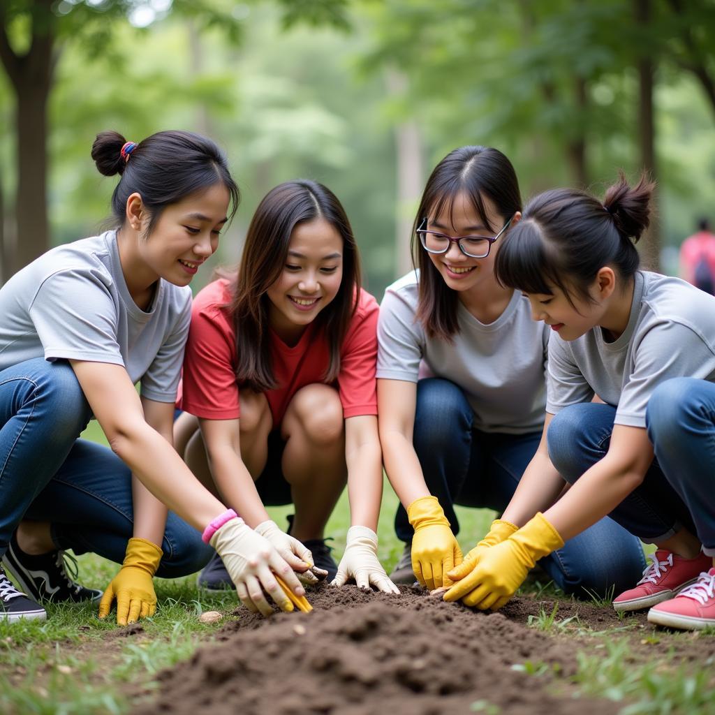 Thanh niên tham gia hoạt động tình nguyện