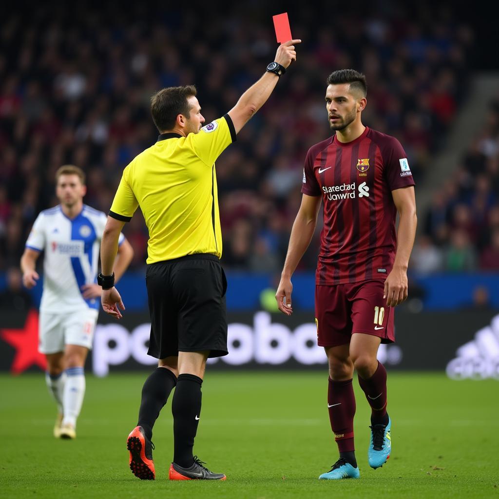 Referee showing a red card