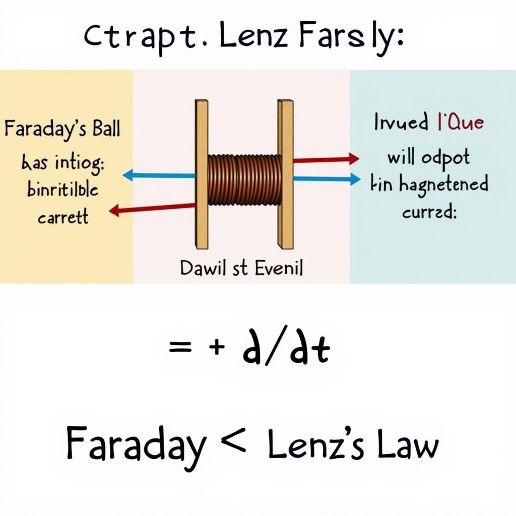 Biểu diễn công thức định luật Faraday và định luật Lenz.