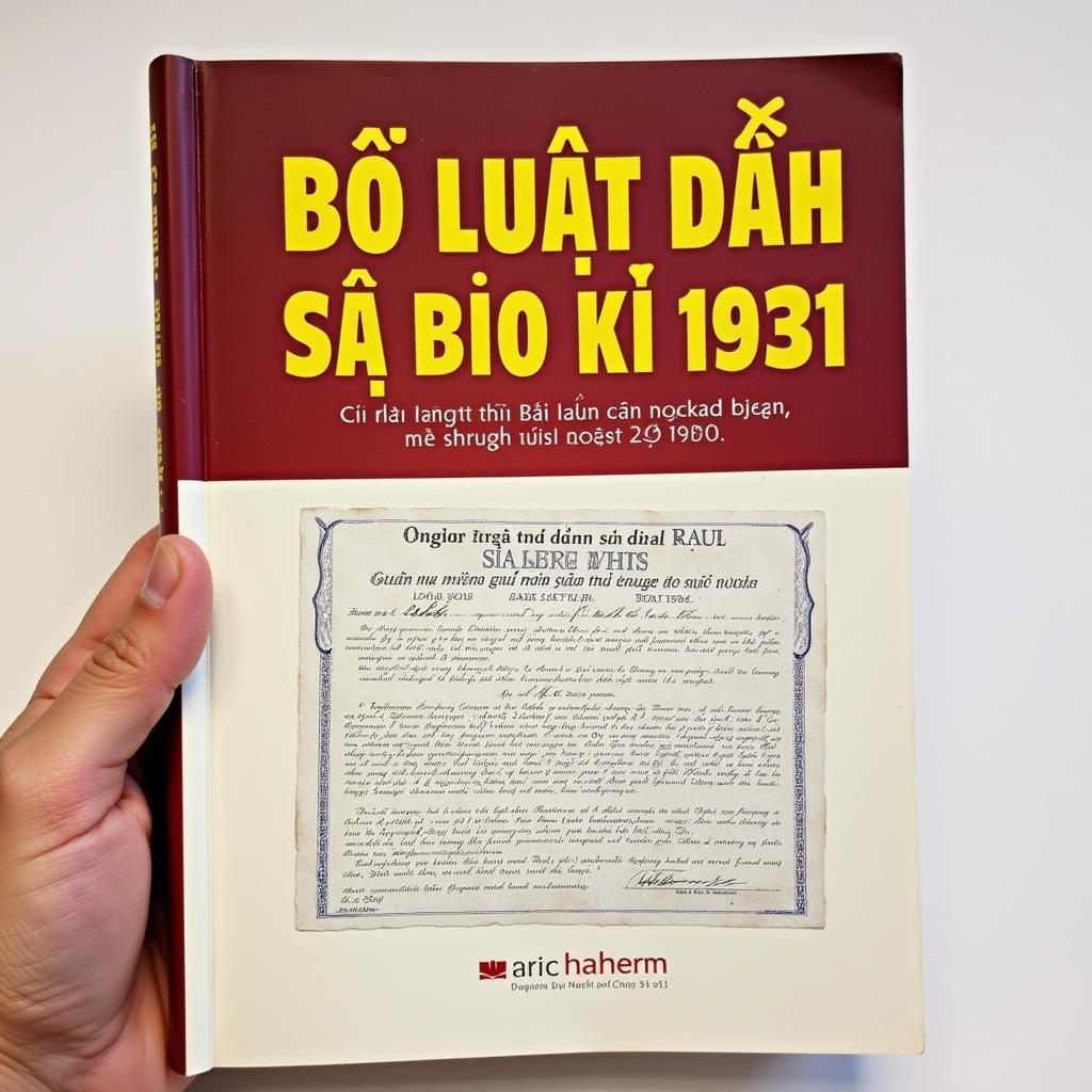 Bìa sách Bộ Luật Dân Sự Bắc Kỳ 1931