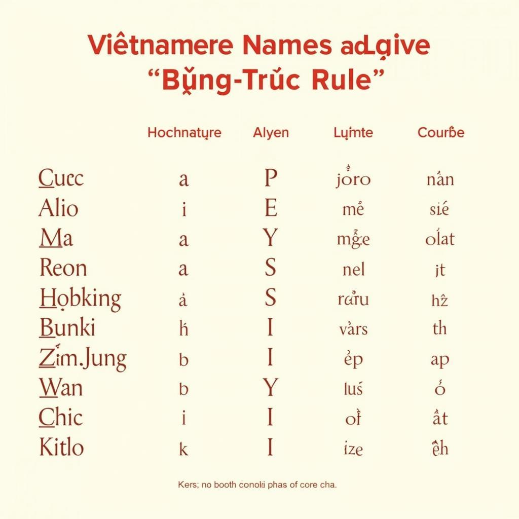 Ví dụ đặt tên theo luật bằng trắc