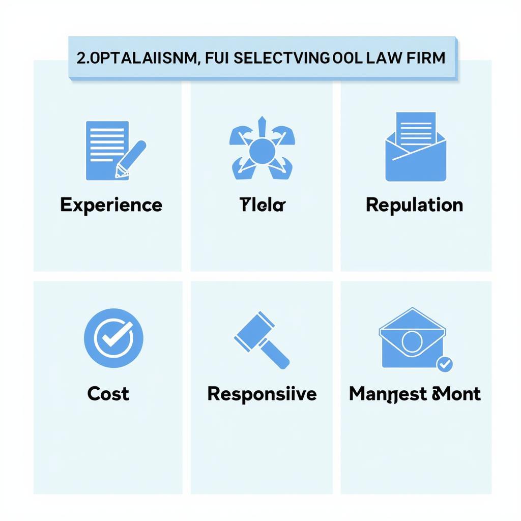 Tiêu chí chọn công ty luật - Hình ảnh minh họa các tiêu chí quan trọng khi lựa chọn một công ty luật, bao gồm kinh nghiệm, uy tín, chi phí và khả năng đáp ứng nhu cầu.