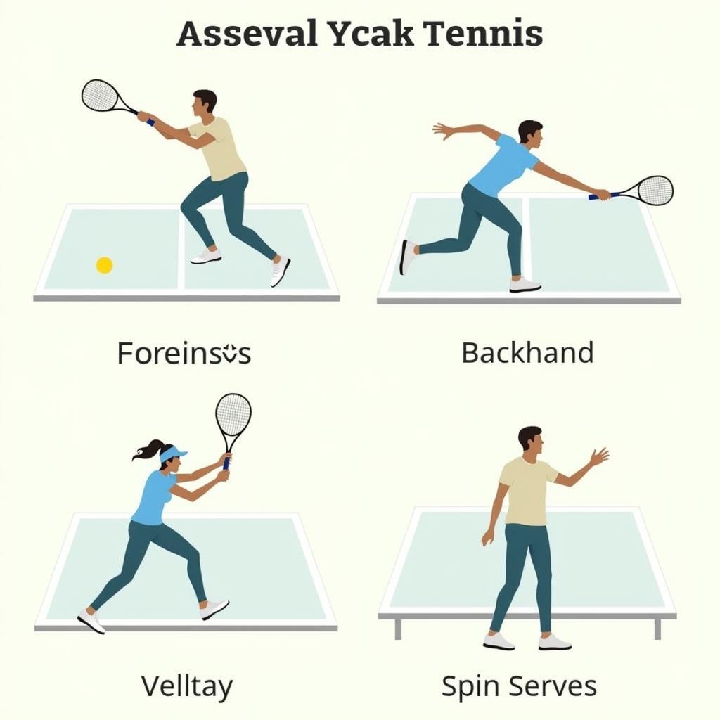 Chiến thuật và kỹ thuật trong tennis: cú đánh thuận tay, trái tay, volley, giao bóng xoáy