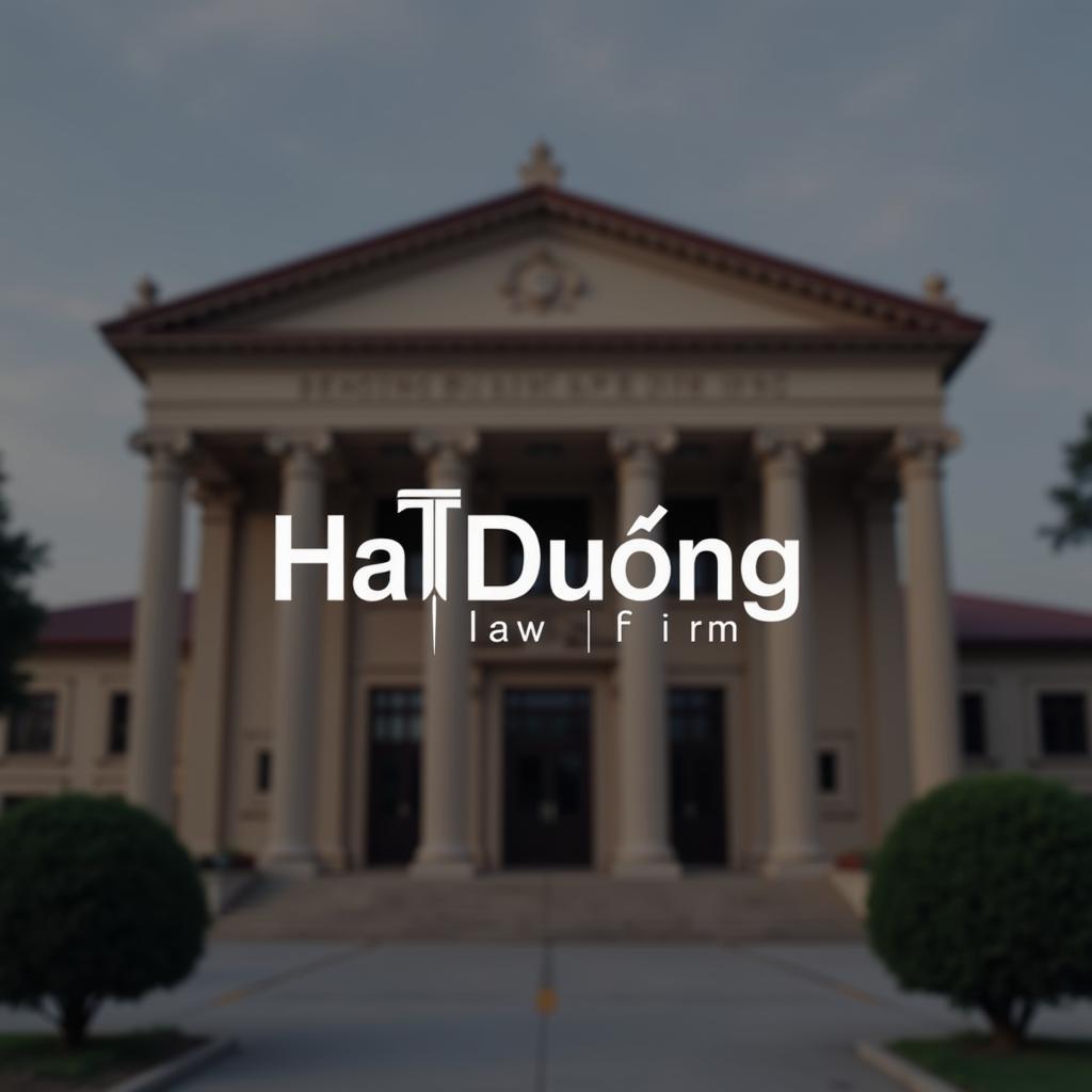 Hình ảnh tòa án với logo công ty luật Hà Dương