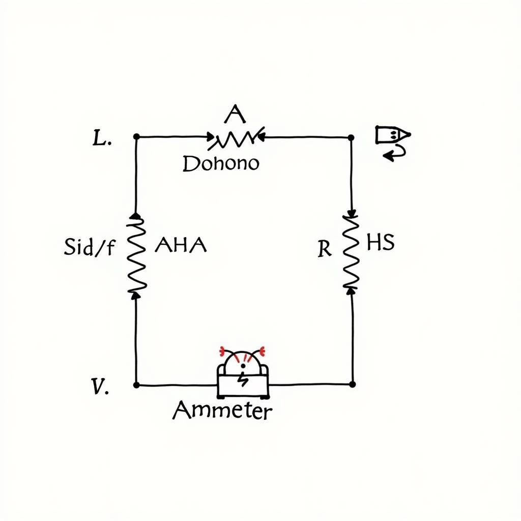 Mô tả mạch điện cơ bản minh họa định luật Ohm với các thành phần điện trở, dòng điện và hiệu điện thế.