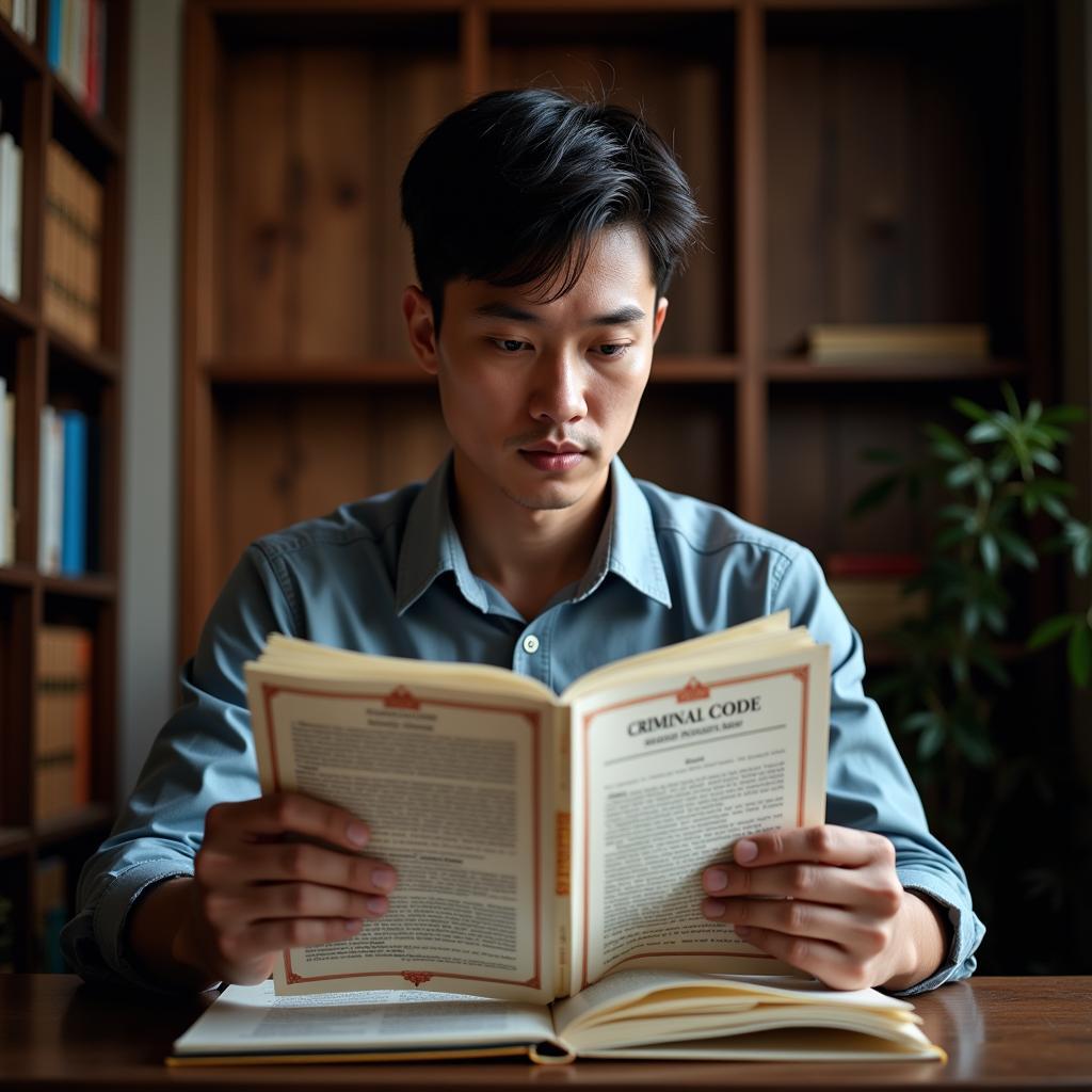 Man Reading Vietnamese Criminal Code